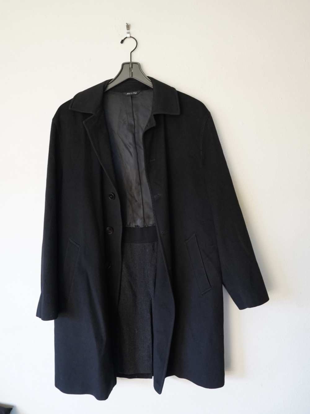 Loro Piana Nordstrom Classic Black Wool Storm System Overcoat Trench Coat 40R - Picture 7 of 13